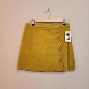 Blu Pepper Lime Green Corduroy Mini Skirt